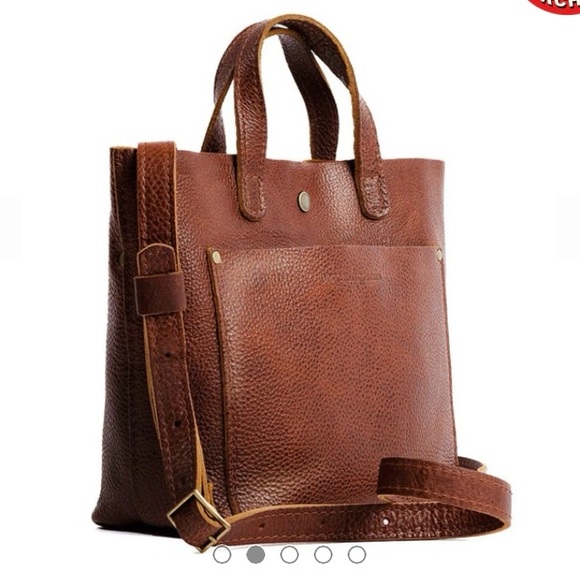 Portland nutmeg Leather mini crossbody Tote - Picture 4 of 13